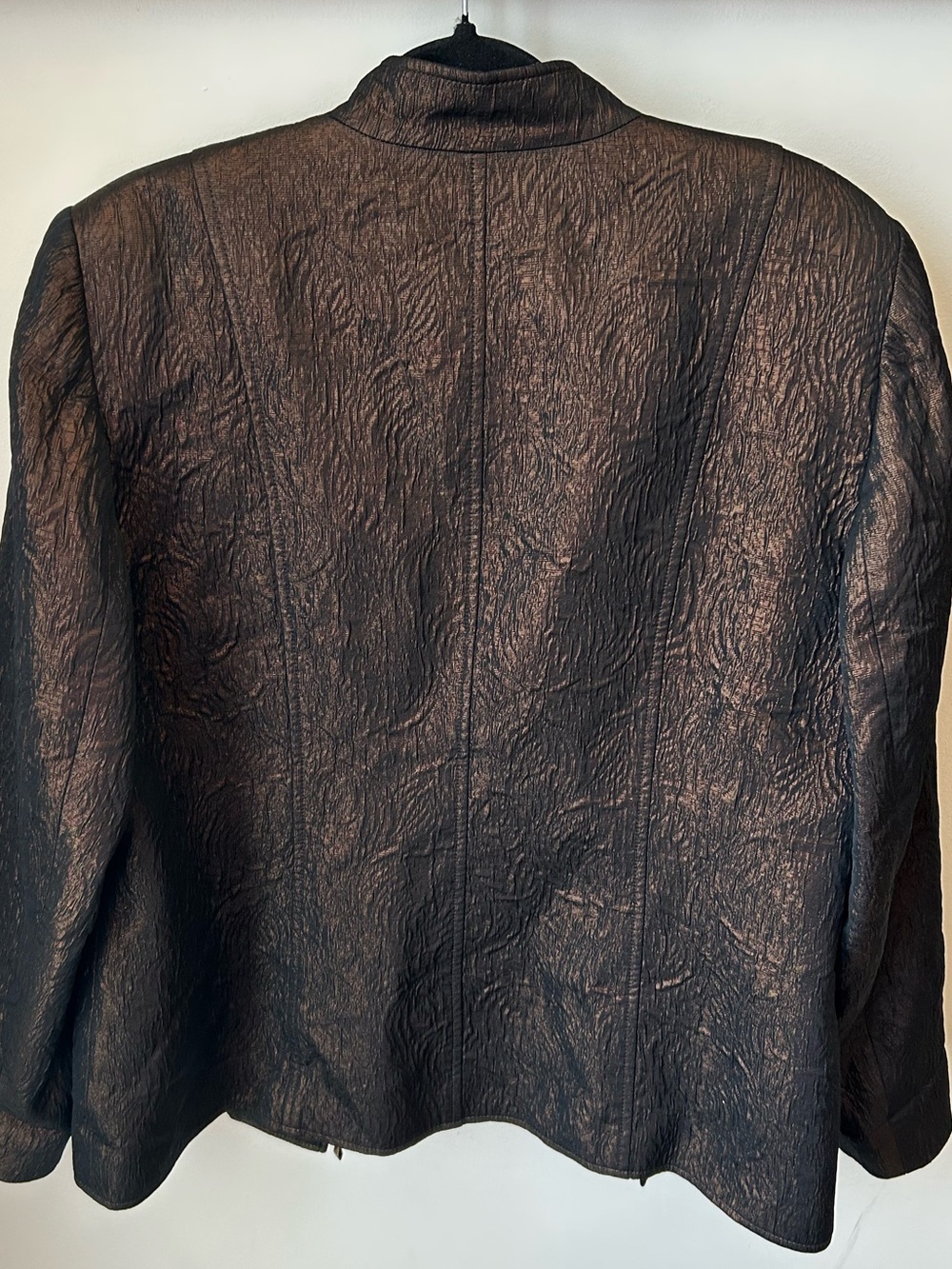 Louben Bronze Metallic Textured Zip Jacket Quiet Luxury Career Size 16 - Picture 7 of 14
